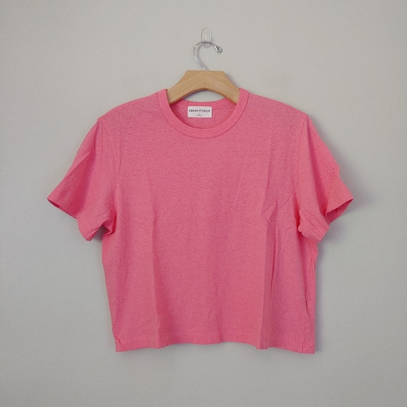 Denim Forum Aritzia The Vintage Crop Tee Short Sleeve Top Size Medium Candy Drop - Picture 7 of 16